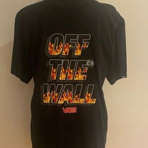NWT Vans Black Tee with Flame 'Off The Wall' Graphic